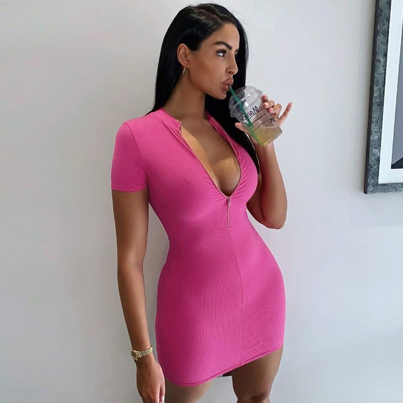 Ultia - robe mi longue a zip rose