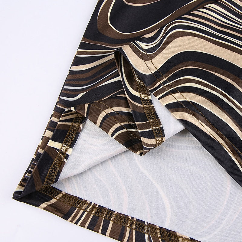 Bilta - Robe marron a rayure