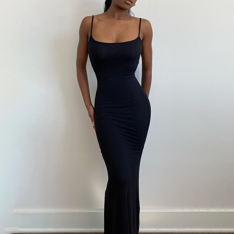 Hawna - robe sexy longue moulante noir