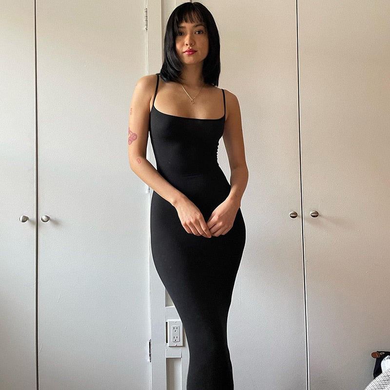 Hawna - robe sexy longue moulante noir