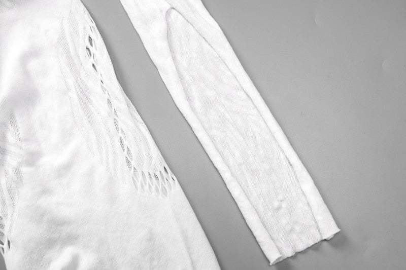 Kylie - Robe d'ete mi longue en nilon a motif en découpe