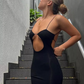 Sialy- Robe Longue noir en découpe