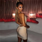 Celia - robe beige a paillete