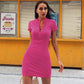 Ultia - robe mi longue a zip rose