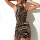 Bilta - Robe marron a rayure