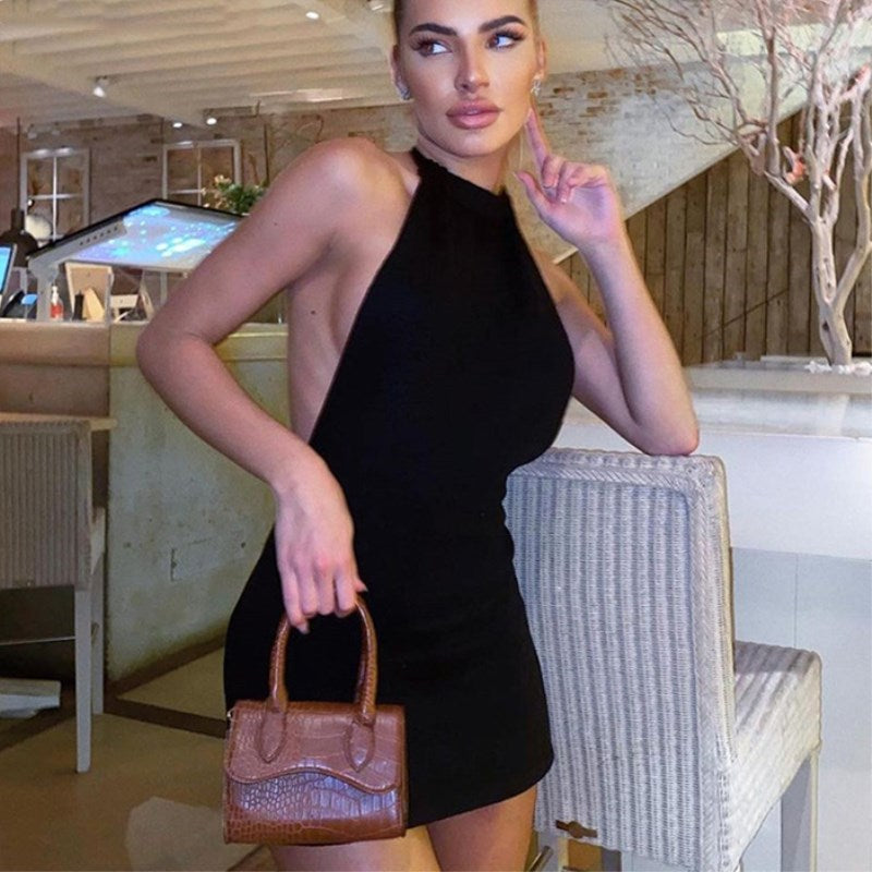 Jessica - Robe mi longue noir a dos nue