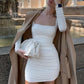 Milena - robe mi longue plissé a manche longue