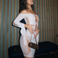 Kylie - Robe d'ete mi longue en nilon a motif en découpe