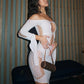 Kylie - Robe d'ete mi longue en nilon a motif en découpe