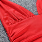 Kamilia - robe mini plissé à décolleté plongeant rouge