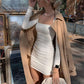 Milena - robe mi longue plissé a manche longue