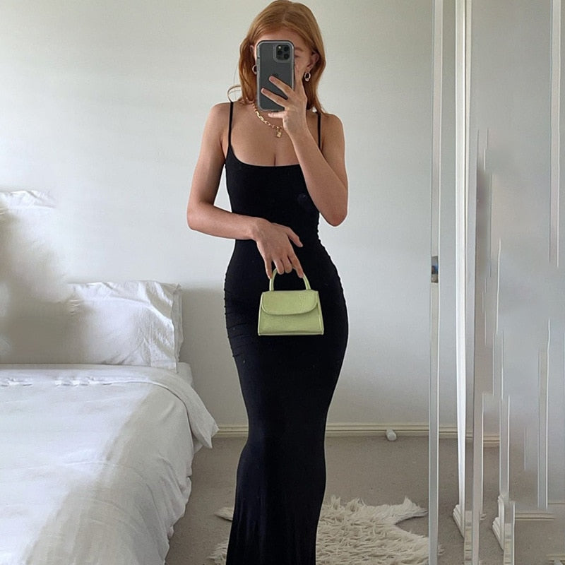 Hawna - robe sexy longue moulante noir